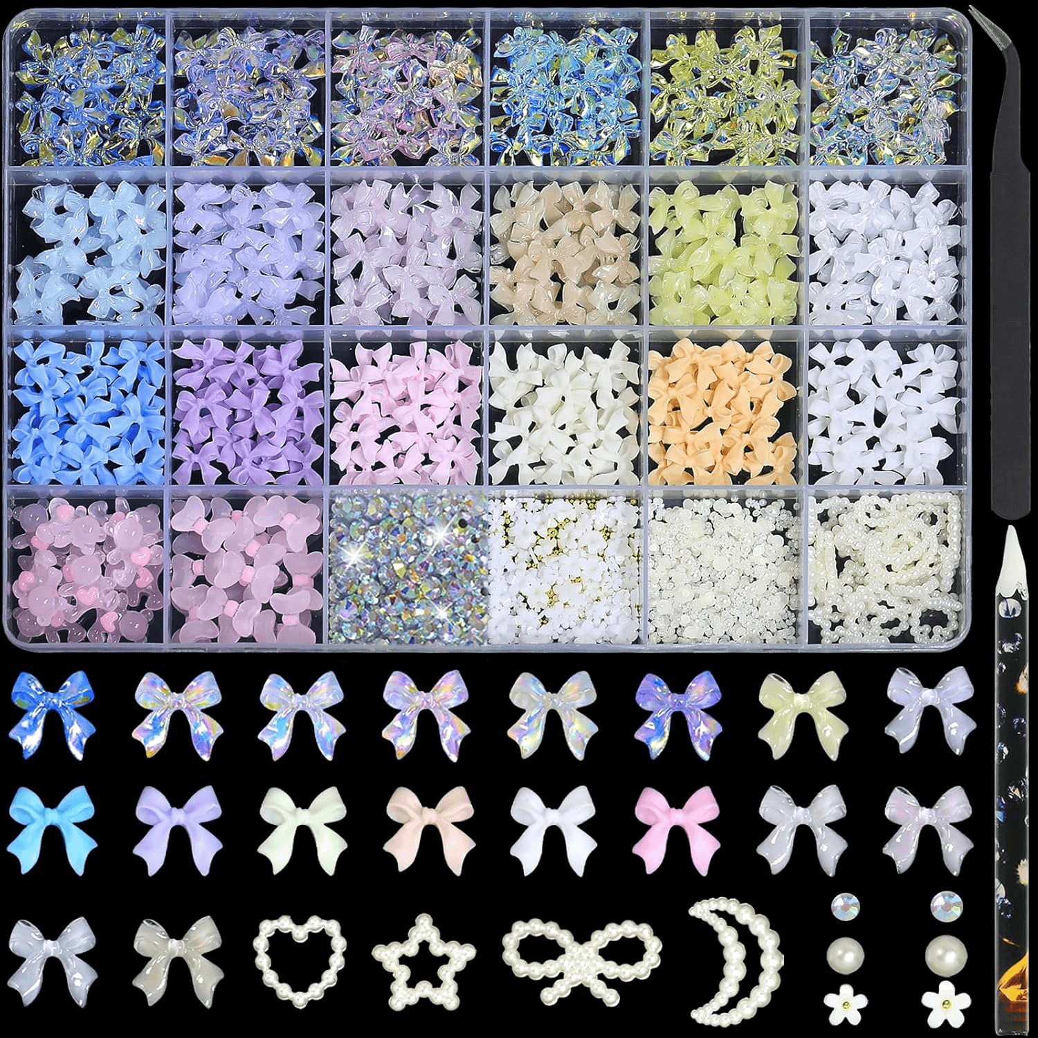HNUIX Bow Nail Charms (1600 Pcs)