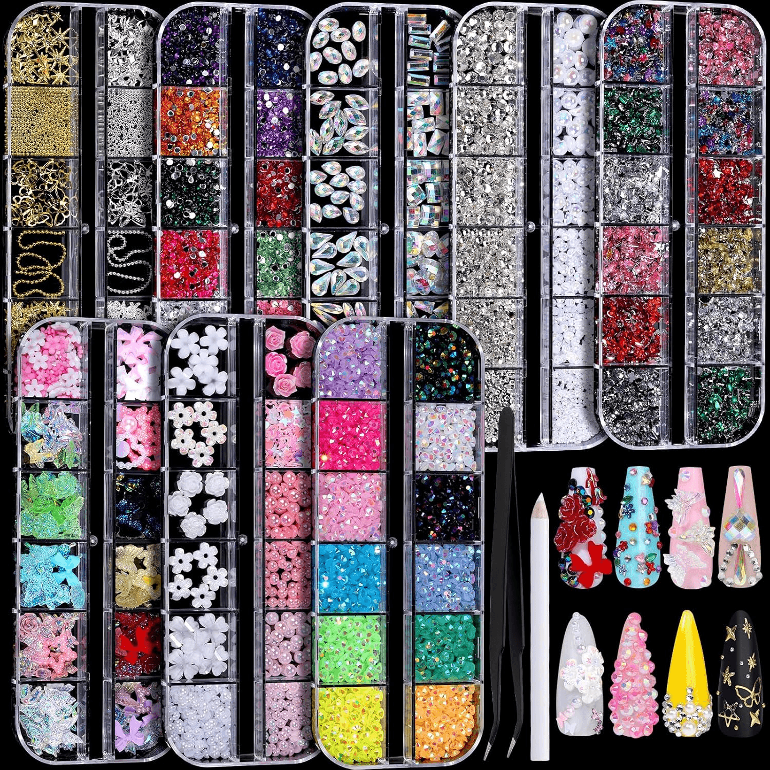 FANDAMEI Nail Charms & Rhinestones Kit