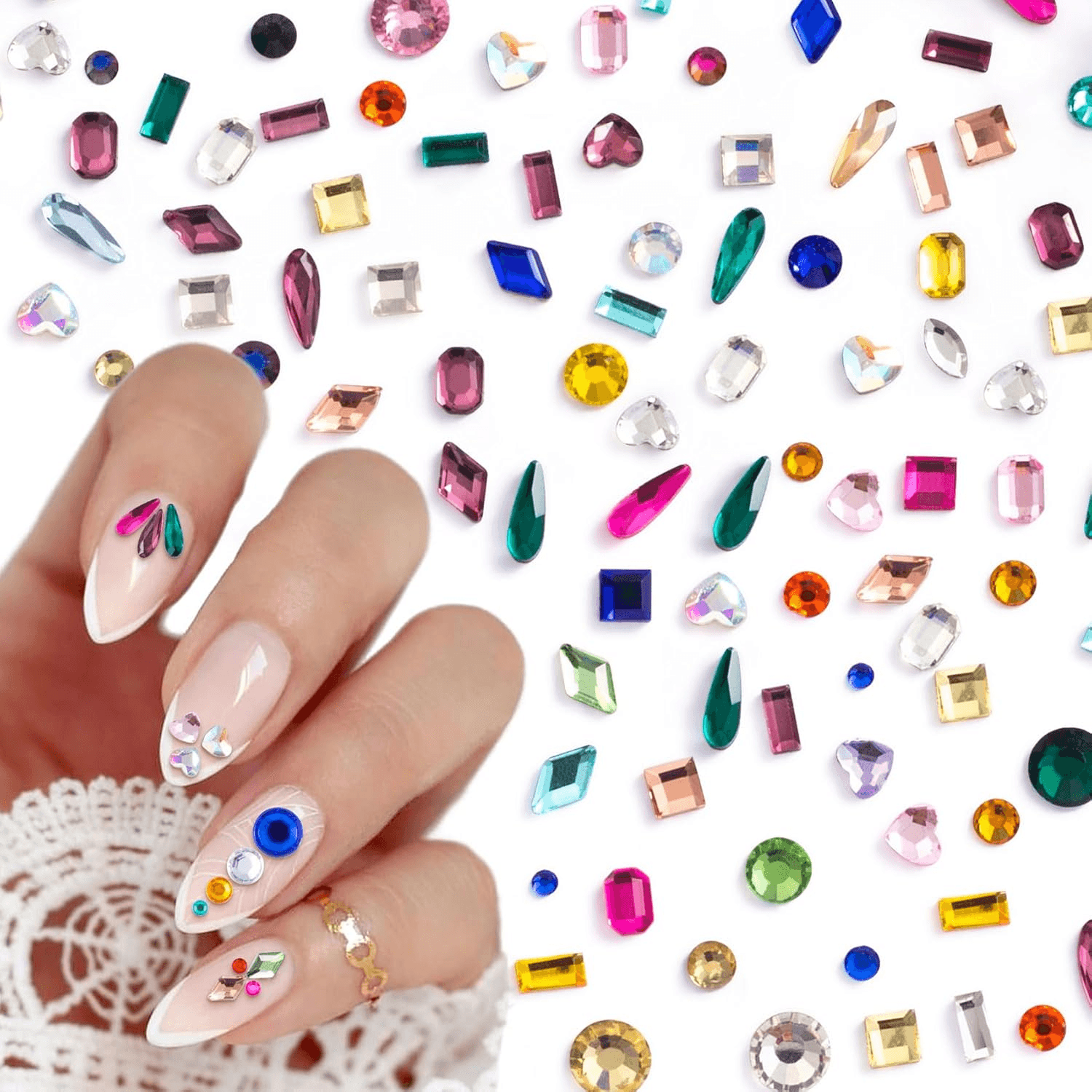 HINZIC 280pcs Colorful Geometric Gems