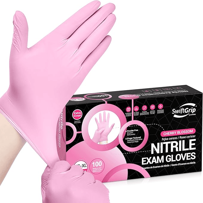 SwiftGrip Pink Nitrile Exam Gloves